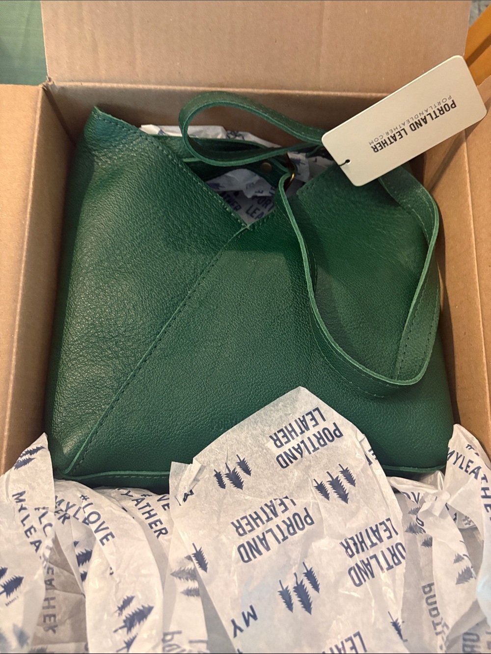 Portland Leather Bacalar Green Leather Crossbody Bag